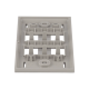 Placa de Pared Vertical, de Acero Inoxidable, Salida Para 4 Puertos Mini-Com, Con Espacios Para Etiquetas