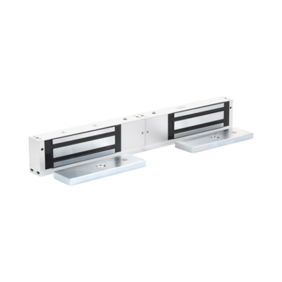 Chapa Magnética Doble para Aplicación en Puertas de Doble Hoja. 1200 lbs(x 2). LED