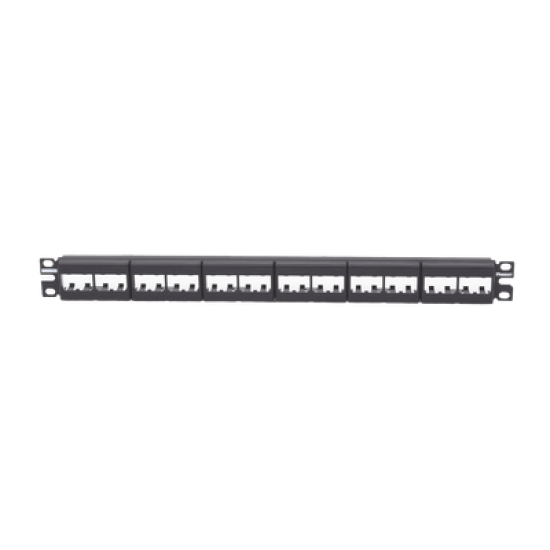 Panel de Parcheo Modular Mini-Com (Sin Conectores), Plano, Sin Blindaje, de 24 puertos, 1UR