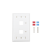 Placa de pared de 2 puertos, Keystone, con espacio para etiqueta, Color Blanco