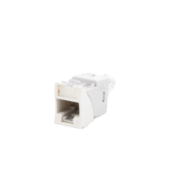 Jack UltraMAX Cat6, UTP, Montaje híbrido en Placa de Pared (Plano y Angulado), Color Blanco, Punch Down