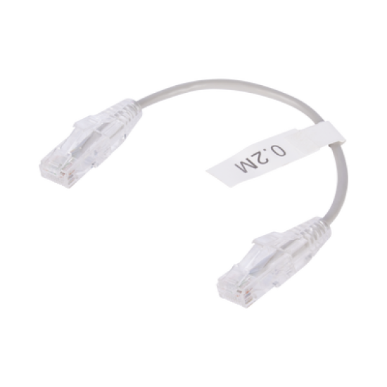 Cable de Parcheo Slim UTP Cat6 - 20 cm Gris Diámetro Reducido (28 AWG)