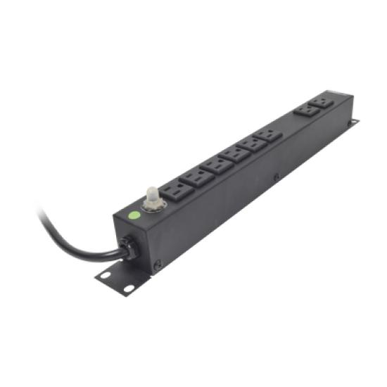 Tomacorriente Horizontal (PDU) de 8 Contactos (NEMA 5-15R) Rack 19