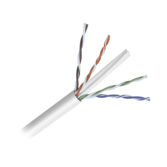 Bobina de cable de 305 metros de cable Cat6 de alto desempeño, super flexible, UL, Cobre, color blanco, para aplicaciones de video vigilancia y redes de datos