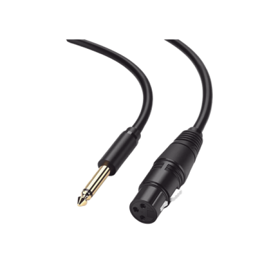 Cable para Micrófono Plug 6.35 mm (1/4 Inch) Macho a XLR Canon Hembra / Núcleo de Cobre / 5 Metros / Alta Calidad / Color Negro
