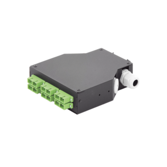 Distribuidor de Fibra Óptica para Riel Din, 6 Acopladores SC/APC Duplex Monomodo con Charola de Empalme