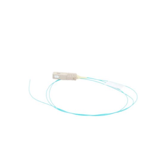 Pigtail de Fibra Óptica LC Simplex, Multimodo OM3 XGLO 50/125, OFNR, Color Aqua, 1 Metro