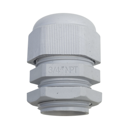 Conector Plástico Blanco Tipo Glándula para Rosca NPT 3/4