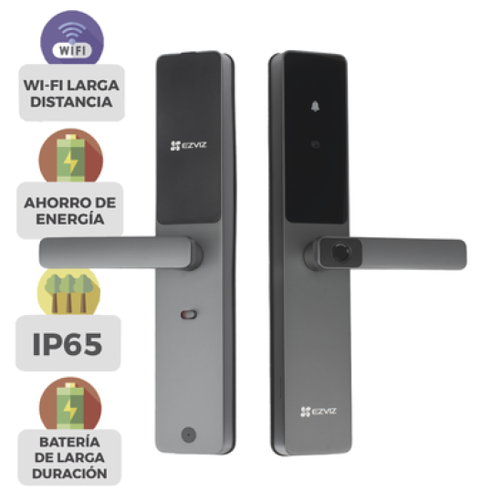 Cerradura Inteligente / Cerrojo Tipo Americano / Wi-Fi / Bluetooth  /  Códigos Temporales Para Visitantes / Lectura de Huella / Lectura de Tag / Contraseña /  Botón para Timbrar / Apertura remota /  No Requiere Hub 