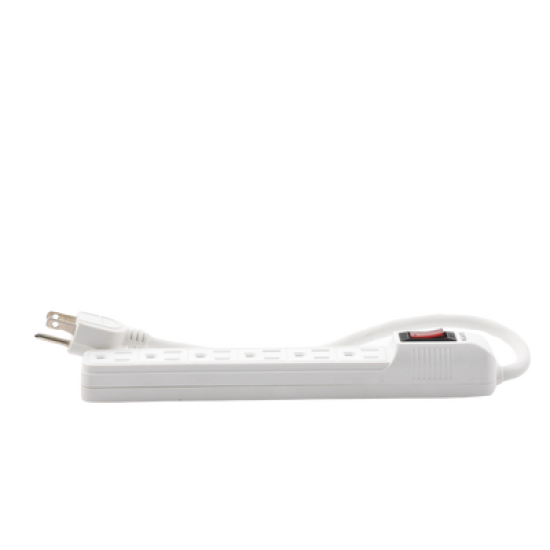Multicontacto con cable 30 cm. 6 tomas 127 Vca línea, tierra, neutro 15 A max.