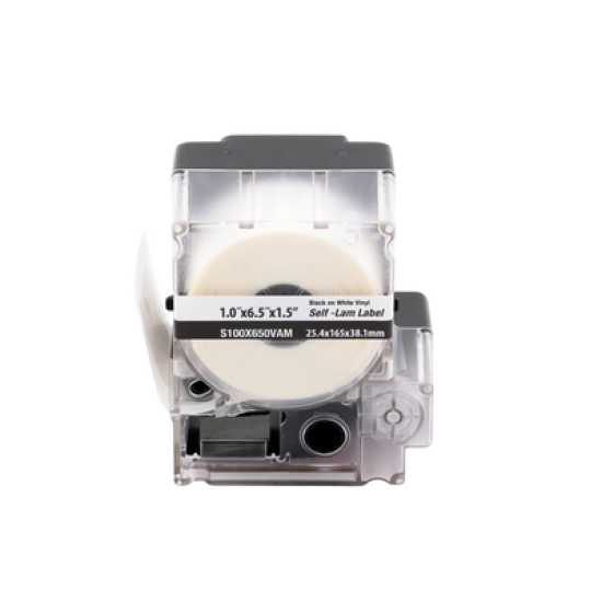 Casete de 45 Etiquetas Autolaminadas de 25.4 x 165.1 mm, para Cables de 4 a 8.1 mm de Diámetro, Área de Impresión Color Blanco