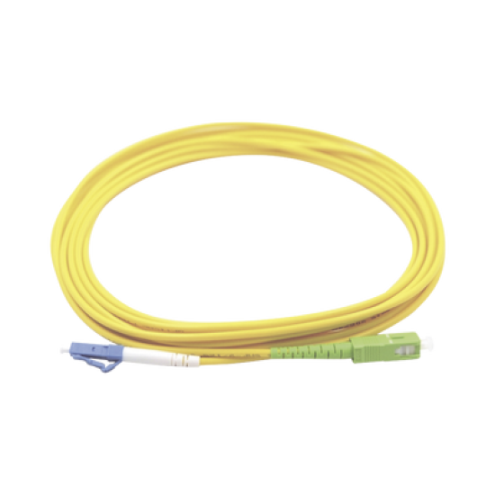 Jumper de Fibra Óptica Monomodo LC/UPC-SC/APC Simplex, color amarillo 3 metros