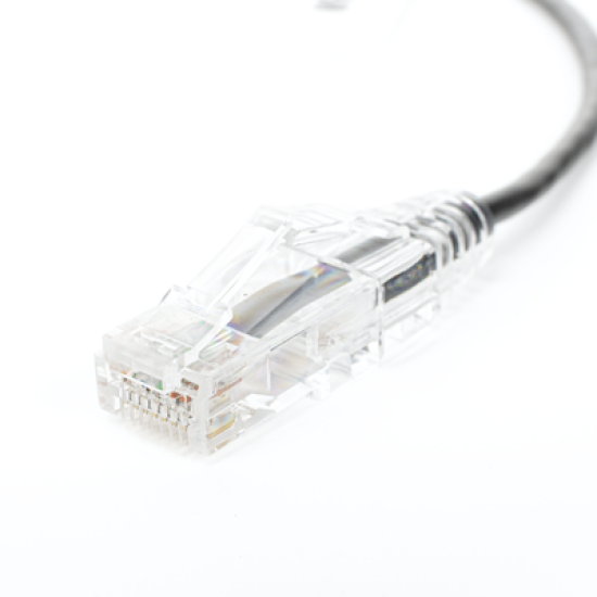 Cable de Parcheo Slim UTP Cat6 - 30 cm Negro Diámetro Reducido (28 AWG)
