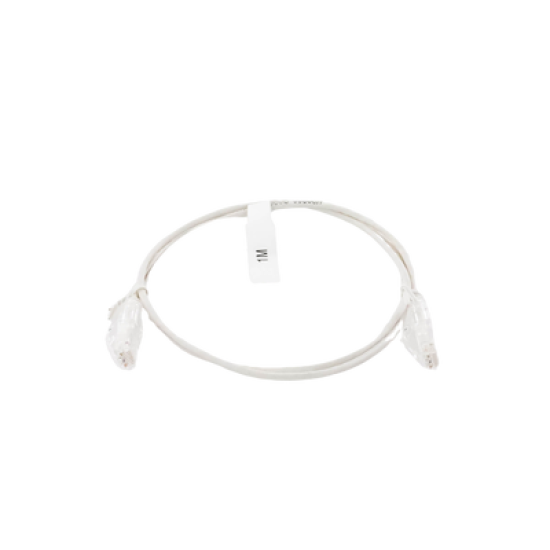 Cable de Parcheo Slim UTP Cat6 - 1 metro, Blanco, Diámetro Reducido (28 AWG)