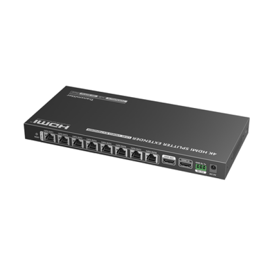 Kit Divisor y Extensor HDMI / Divide 1 Fuente HDMI a 8 Pantallas / Extiende la señal HDMI hasta 70 m / Resolución 4K @ 60 Hz/ Cat 6/6a/7 / IPCOLOR / CERO LATENCIA / Uso 24/7 / Puerto S/PDIF / EDID / RS232 / Salida Loop / Alimente solo el Tx 