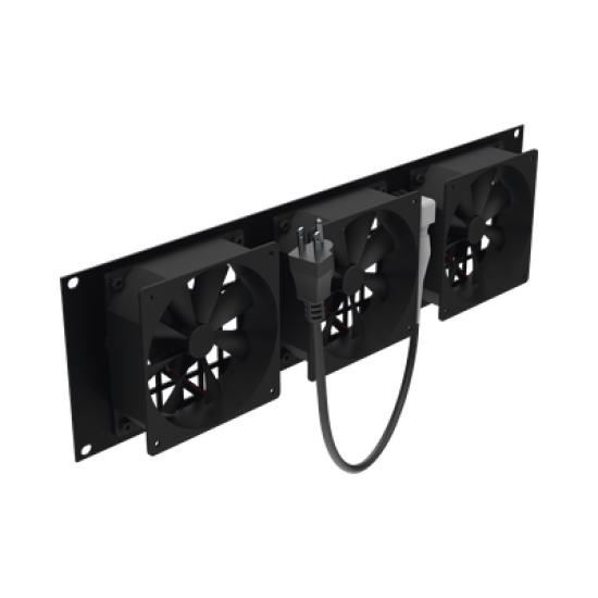 Kit de 3 Ventilador 110 Vca (12 x 12 cm) con Clavija 5-15P. Para instalación en Postes Rack