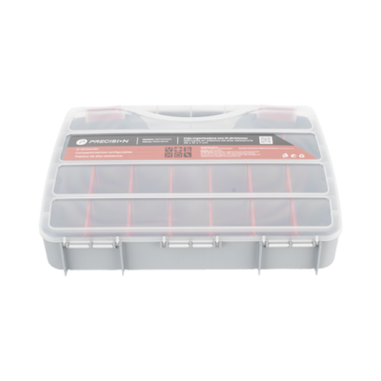 Caja Organizadora con 21 Divisiones Fabricada en Plástico de Alta Resistencia de 38x31x7 cm.