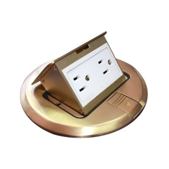 Mini caja de piso redonda de 2 contactos color bronce (11000-12101) Mini caja de piso redonda de 2 contactos color bronce (11000-12101)
