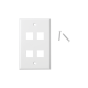 Placa de pared de 4 puertos, Keystone, Color Blanco 
