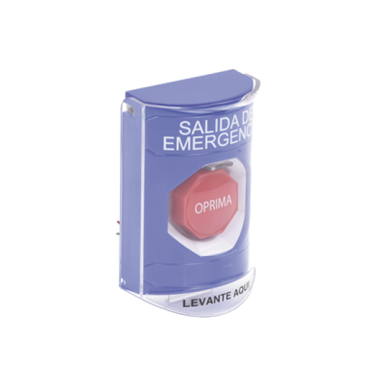 Botón de Salida de Emergencia, Texto en Español, Tapa Protectora de Policarbonato Súper Resistente, Restablecimiento con Llave
