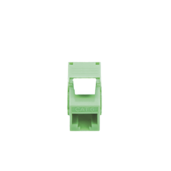 Módulo Jack Keystone Cat6A (toolless), con terminación en ángulo 180 º Color Verde, Compatible con Faceplate y Patchpanel Linkedpro