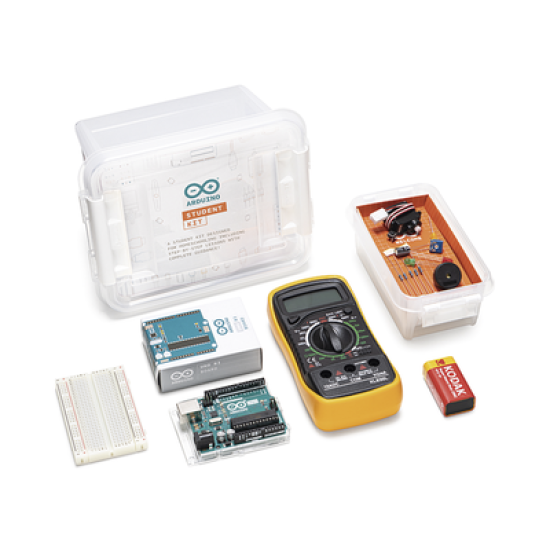 Arduino Student Kit,,Es un completo recurso multilenguaje de aprendizaje diseñado para enseñar los fundamentos de electrónica y programación a estudiantes de 11 años en adelante, sin necesidad de experiencia previa