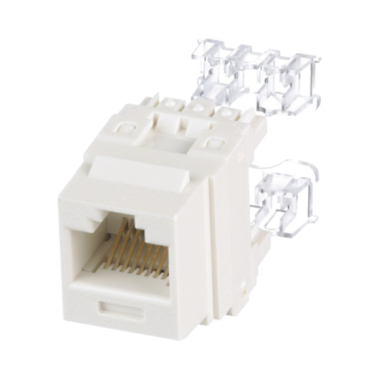 Conector Jack Estilo 110 (de Impacto), Tipo Keystone, Categoría 6, de 8 posiciones y 8 cables, Color Blanco mate
