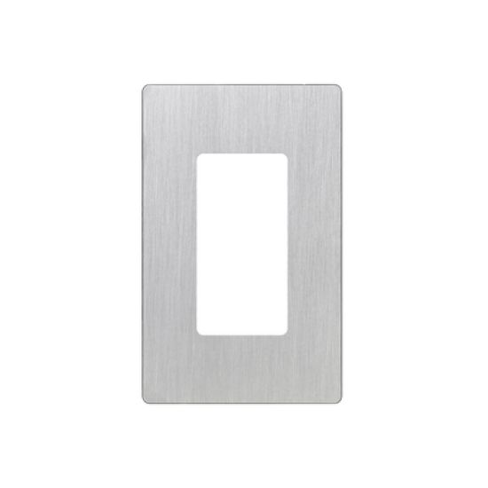 Placa de pared 1 espacio, diseño tipo metálico, para atenuador (dimmer), apagador ó control remoto inalámbrico LUTRON.