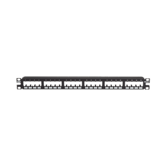 Panel de Parcheo Modular Mini-Com (Sin Conectores), Plano de Instalación al Ras, Sin Blindaje, de 24 puertos, 1UR