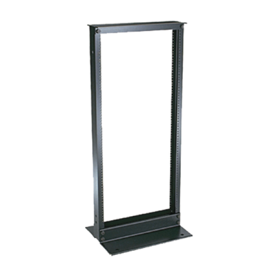 Rack de Dos Postes Estándar de 19 in, Rieles Numerados y Roscados #12-24, Fabricado en Aluminio, 24 Unidades de Rack, Color Negro