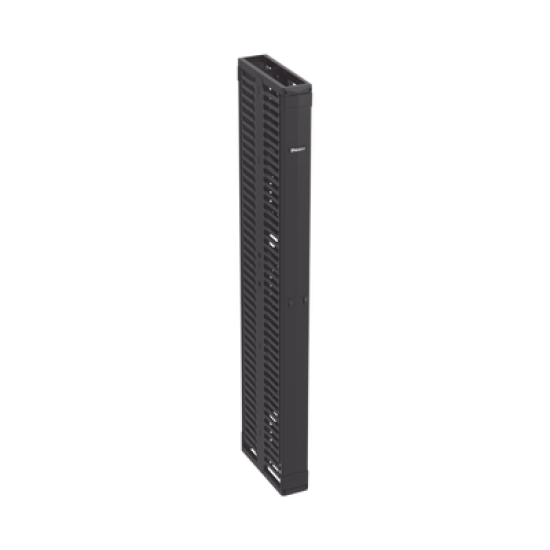 Organizador Vertical PatchRunner™, Doble (Frontal y Posterior), Para Rack Abierto de 45 Unidades, 6in de Ancho, Color Negro
