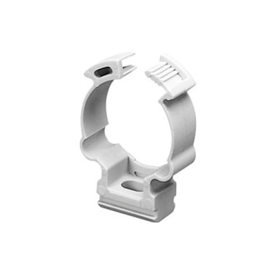 Soporte de collar (Abrazadera), PVC Auto-extinguible, cerrado para tubería de 25 mm Soporte de collar (Abrazadera), PVC Auto-extinguible, cerrado para tubería de 25 mm
