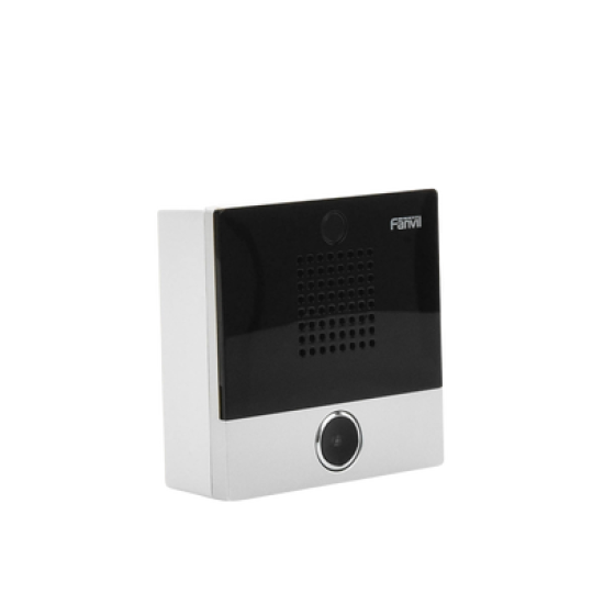 Mini Intercomunicador para hotelería y hospitales, con diseño elegante, PoE, 1 botón, 1 relevador integrado de salida y entrada.