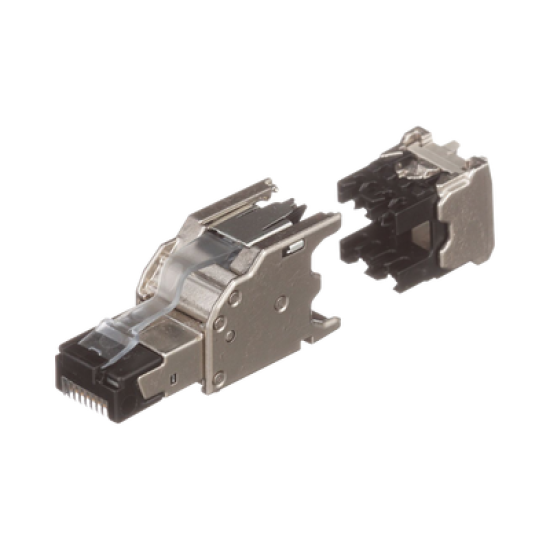 Plug RJ45 Blindado, Instalación Recta, Terminación en Campo Certificable, Compatible con Cat5e, Cat6 y Cat6A, Color Plata