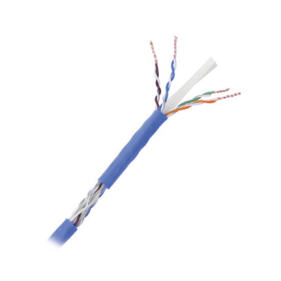 Bobina de 1000 Metros Cable Cat6+ CALIBRE 23 ALTO DESEMPEÑO, ETL,UL, color azul, super flexible, de 1000 metros, para aplicaciones de CCTV, video HD, y redes de datos.