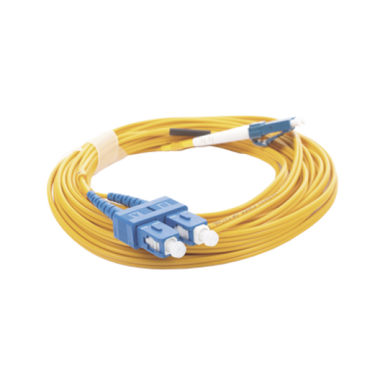 Jumper de Fibra Óptica Monomodo 9/125 LC/UPC-SC/UPC, PVC, 2.0 mm, Dúplex, amarillo, 5 metros