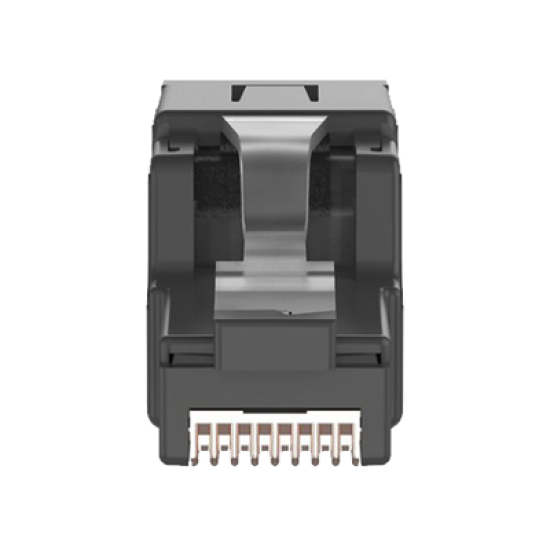 Plug RJ45 UTP, Instalación Angulada 45 Grados, Terminación en Campo Certificable, Compatible con Cat5e, Cat6 y Cat6A, Color Negro