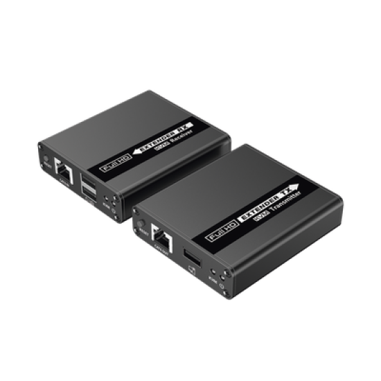 Kit extensor KVM (HDMI y USB) | 40m 4k@30Hz 40m | 1080P@60Hz | Cat 6, 6a y 7 | CERO LATENCIA | HDR | Salida Loop | Uso 24/7 | Salida de audio de 3.5mm | Transmite el Video y Controla tu DVR vía USB a distancia.