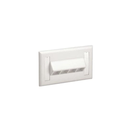 Placa de Pared Horizontal, Salida Para 4 Puertos Keystone, Con Espacios Para Etiquetas, Color Blanco Mate