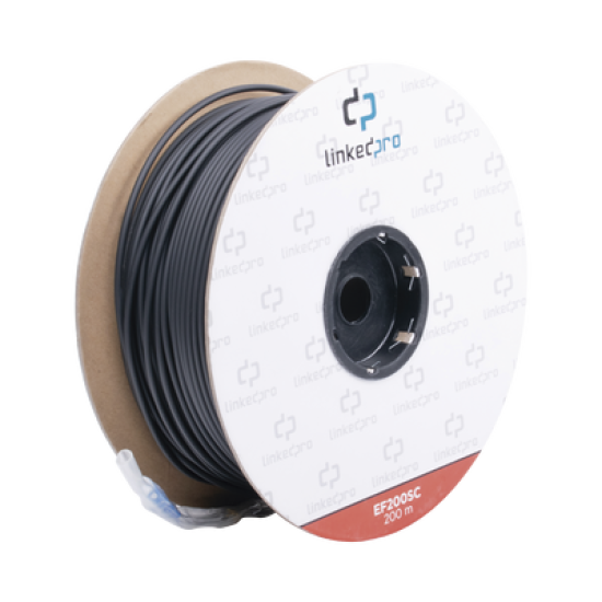 Carrete de Fibra Óptica Monomodo con Conectores SC-SC Duplex, Reforzada con Kevlar, de 200 metros, Para instalaciones subterráneas por tubería