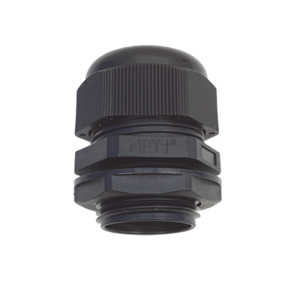 Conector Plástico Negro Tipo Glándula para Rosca NPT 1