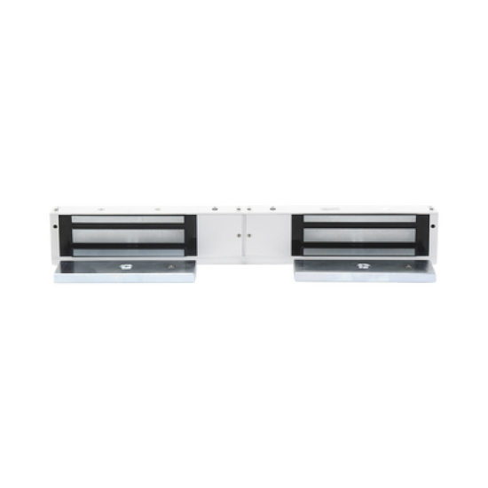 Chapa Magnética Doble para Aplicación en Puertas de Doble Hoja. 1200 lbs(x 2). LED