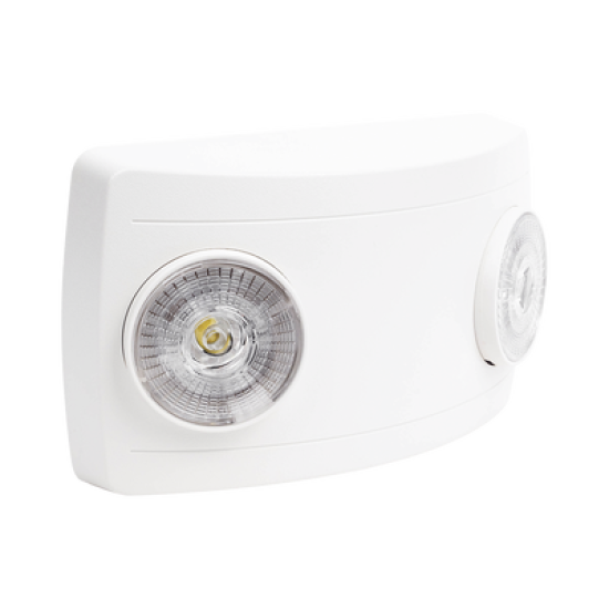 Luz de Emergencia Dual LED ultra compacta/150 lúmenes/Luz fría/Batería de Respaldo Incluida/Botón de test.