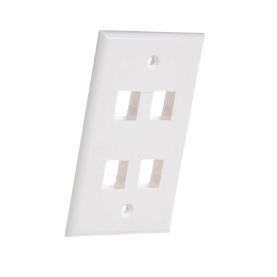 Placa de pared de 4 puertos, Keystone, Color Blanco 