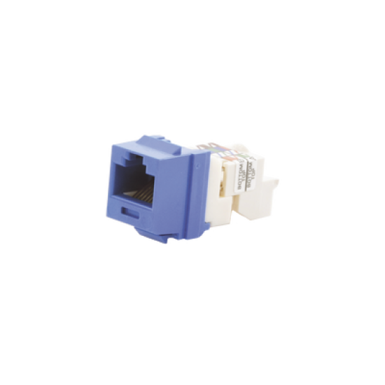 Conector Jack Estilo TP, Tipo Keystone, Categoría 6, de 8 posiciones y 8 cables, Color Azul