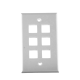 Placa de pared de 6 puertos, Keystone, Color Blanco 