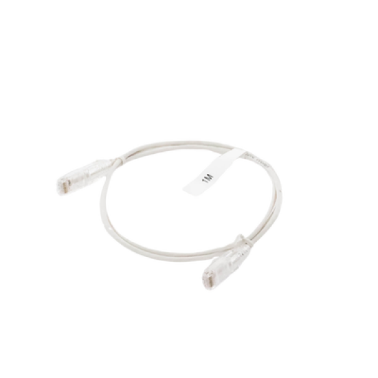 Cable de Parcheo Slim UTP Cat6 - 1 metro, Blanco, Diámetro Reducido (28 AWG)