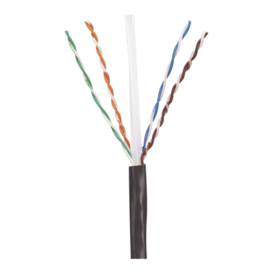 Bobina de Cable UTP de 4 Pares, PanNet, Para Exterior con Gel, Cat6 (23 AWG), Industrial para Climas Extremos, Color Negro, 305 m