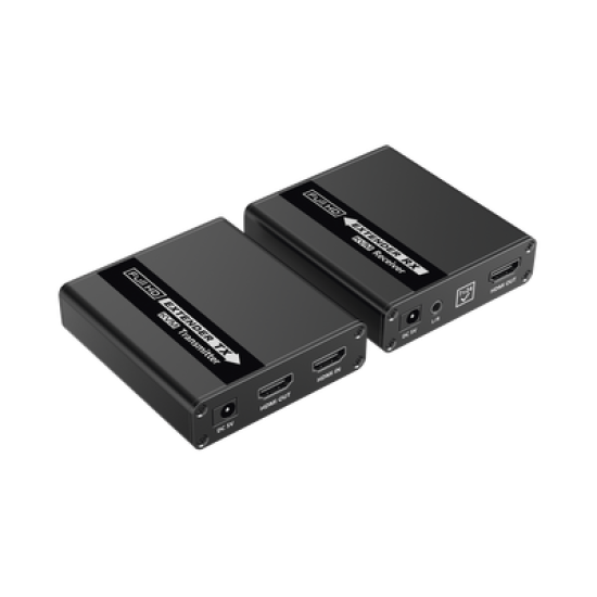 Kit extensor KVM (HDMI y USB) | 40m 4k@30Hz 40m | 1080P@60Hz | Cat 6, 6a y 7 | CERO LATENCIA | HDR | Salida Loop | Uso 24/7 | Salida de audio de 3.5mm | Transmite el Video y Controla tu DVR vía USB a distancia.