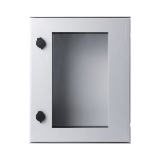Gabinete de Poliéster IP65 Puerta Transparente, Uso en Intemperie (400 x 500 x 200 mm) con Placa Trasera Interior de Plástico (Incluye Chapa y Llave).